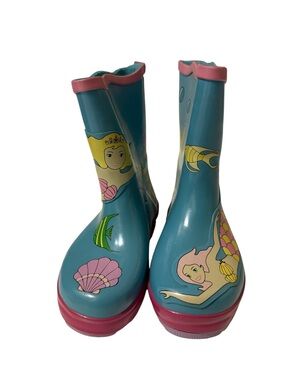 Kidorabel Mermaid Rain Boots - Teal & Pink kids rain boots
